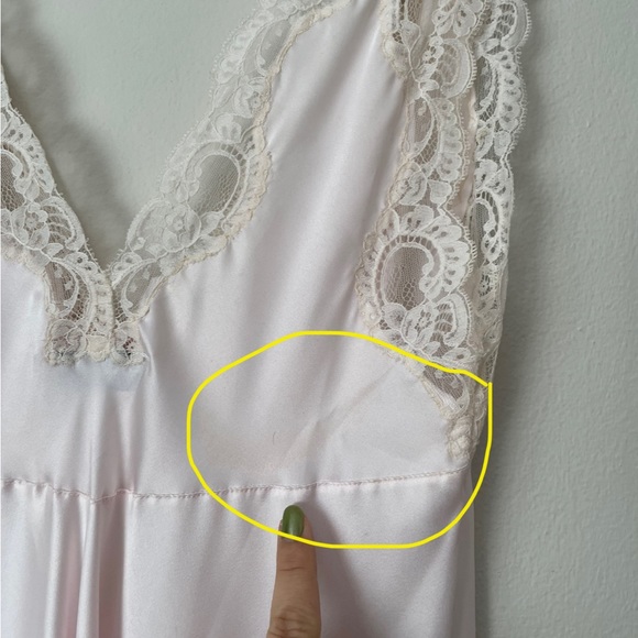 SOLD// Vintage Christian Dior Baby Pink Satin Lingerie Maxi Slip Dress - Picture 10 of 15